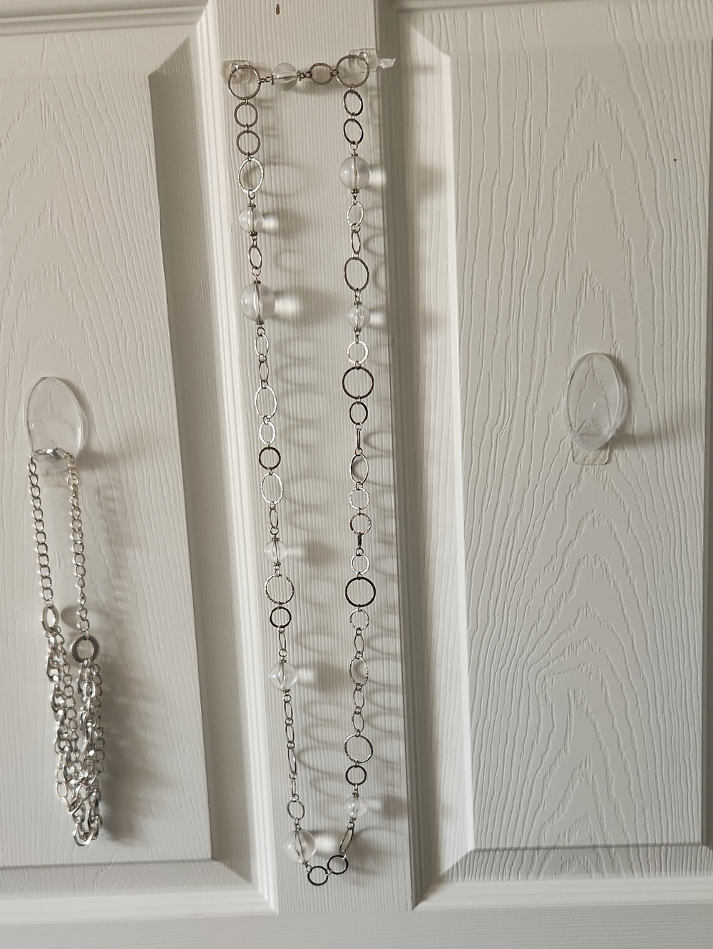 Silver Link and Bead Long Necklace